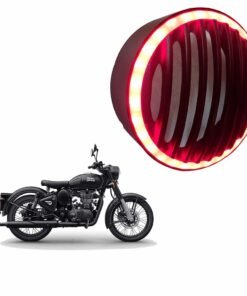7 Inch LED DRL Headlight Grill for Royal Enfield Red Color