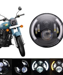 75 WATT - Dual Cut Half Ring 7 Inch Round LED Headlight with DRL & Angel Eyes and Turn Signal