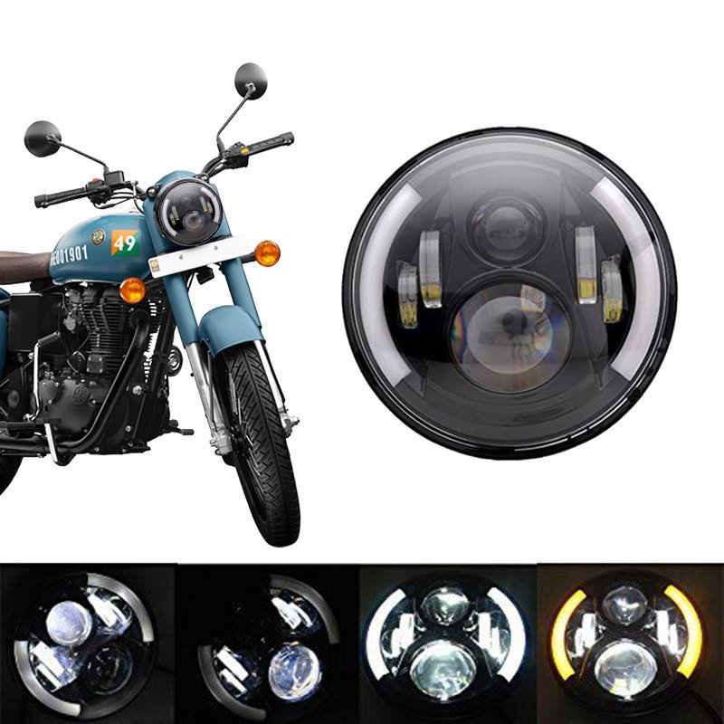 Samite DRL Ring 7 Inch LED Skull Headlight DRL Ring Bullet Thar Light  (Multicolored Bhoot Light, 1pcs) : Amazon.in: Car & Motorbike