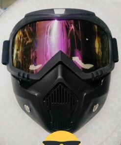 Motorcycle Mask Helmet Goggles with UV Glass and  Mouth Filter Detachable Mask Multicolor