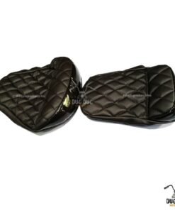 Dug Dug Cross Stitch Brown Seat Cover with Back Support for Royal Enfield - Brown