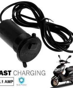 Dug Dug ® Universal USB Waterproof Mobile Charger with Voltmeter & Wire in-line 10A Fuse for 12-24V for Bike & Scooty Hero,Honda Activa, TVS Jupiter,Aprilia,Suzuki,Yamaha,Royal Enfield