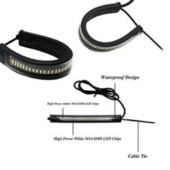 New Motorcycle Front Fork Flexible Dual-Color White & Amber Turn Signal LED DRL Lights (Set of 2)