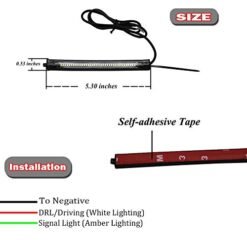 New Motorcycle Front Fork Flexible Dual-Color White & Amber Turn Signal LED DRL Lights (Set of 2)