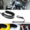 New Motorcycle Front Fork Flexible Dual-Color White & Amber Turn Signal LED DRL Lights (Set of 2)
