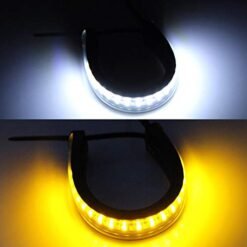 New Motorcycle Front Fork Flexible Dual-Color White & Amber Turn Signal LED DRL Lights (Set of 2)