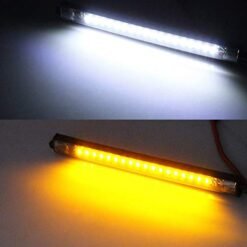 New Motorcycle Front Fork Flexible Dual-Color White & Amber Turn Signal LED DRL Lights (Set of 2)