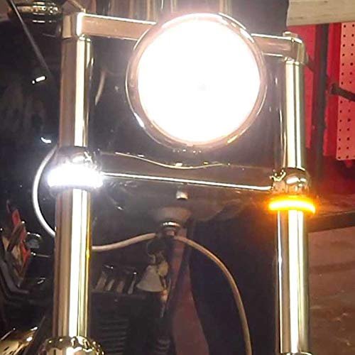2x Amber LED Turn Signal Lights 54mm – Universal Fork Mount Bullet Indicators For Motorcycles