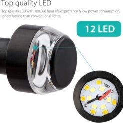 Handlebar LED Bar End Light Indicator with Dual Color for All Bikes (White & Orange)