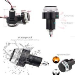 Handlebar LED Bar End Light Indicator with Dual Color for All Bikes (White & Orange)