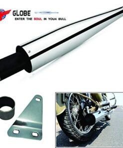 Wild Boar Silencer Exhaust Glasswool Filter Chrome Front for Royal Enfield Standard Bullet 350 (Black)