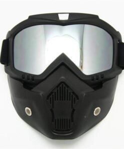 Motorcycle Mask Helmet Goggles with UV Glass and Mouth Filter Detachable Mask