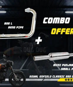 Combo - Royal Enfield BS6 L Bend Pipe and Mini Punjab Free Flow for Classic 350, Electra, Standard Models