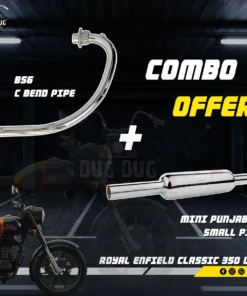 Combo - Royal Enfield BS6 C Bend Pipe and Mini Punjab Free Flow for Classic 350, Electra, Standard Models
