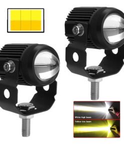 New Mini Driving Fog Light for All Motorcycle | Dual Function White-Yellow Lens Projector Auxiliary Light 20w