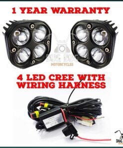 4 LED CREE Fog Light Auxiliary Light for all Motorcycles with Wiring Harness – 1 Year Warranty