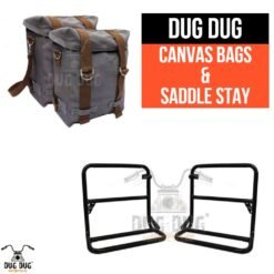 Dug Dug Canvas Bag Saddle Bag for Royal Enfield Classic 350/500 – Grey