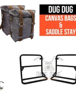 Dug Dug Canvas Bag Saddle Bag for Royal Enfield Classic 350/500 – Grey
