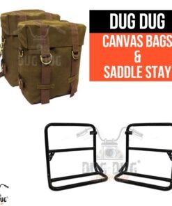 Dug Dug Canvas Bag Saddle Bag for Royal Enfield Classic 350/500 – Dark Khaki