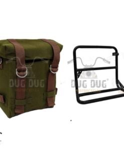 Dug Dug Canvas Bag Saddle Bag for Royal Enfield Classic 350/500 - Right Side – Army Green