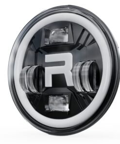 New R Logo 7 Inch LED Headlight 90w for Royal Enfield Classic Standard Electra