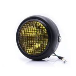 Dug Dug Bobber Chopper Headlight with Grill for Modification - Yellow Glass
