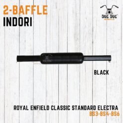 K-Indori Exhaust with 2 baffles for Royal Enfield BS3/BS4/BS6 Classic Standard Electra- Black