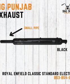 Big Punjab Dholki Small Pipe Empty Free Flow Exhaust Silencer Royal Enfield Bullet BS3-BS4-BS6 - Black