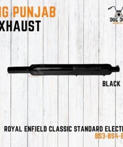 Big Punjab Dholki Empty Free Flow Exhaust Silencer Royal Enfield Bullet BS3-BS4-BS6 - Black