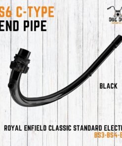 BS6 C Type Free Flow Bend Pipe with Sensor Hole for Royal Enfield Classic Standard Electra - Black