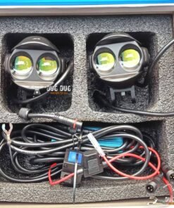 HJG Double Shot 40w LED Fog Light with Dual Button Wiring Harness White Amber