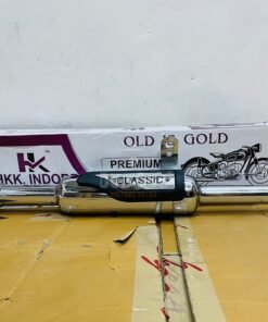 Dug Dug Original K-Indori 3 Baffle Exhaust with Heat Plate for Royal Enfield Classic Standard Electra - Chrome