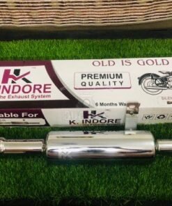 Dug Dug Original K-Indori 3 Baffle Exhaust Big Mouth for Royal Enfield Classic Standard Electra - Chrome