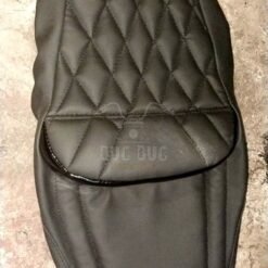 Diamond Cushion Seat Cover with Rider and Pillion Backrest for Royal Enfield Hunter 350-1