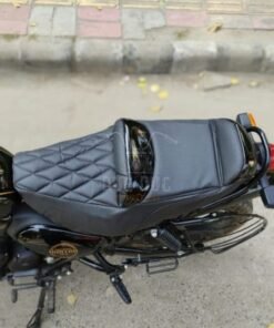 Diamond Cushion Seat Cover with Rider and Pillion Backrest for Royal Enfield Hunter 350
