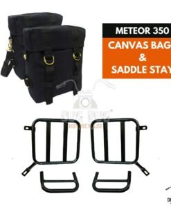 Dug Dug Canvas Bags Saddle Stay Set for Royal Enfield Meteor 350 – Black
