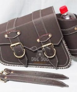 Dug Dug Side Sling Bag with Bottle Holder for All Motorcycles - Brown