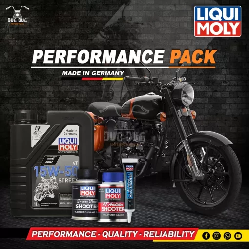 Liqui Moly Performance Pack for Royal Enfield Classic 350 Engine Oil Additive Engine Flush Petrol Additive Dug Dug Motorcycles