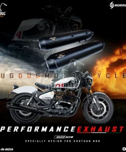 Dug Dug Hurricane Performance Exhaust SS-304 with dB Killer for Shotgun 650 - Black