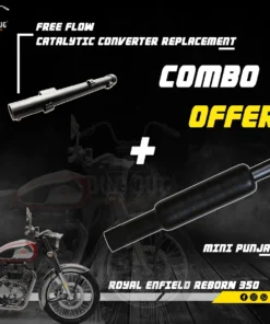 Black Mini Punjab Silencer for Classic 350 Reborn and Catalytic Converter Replacement Free Flow for Classic 350 Reborn