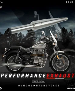 Dug Dug Goldstar Exhaust for Meteor 350 SS-304 with dB Killer - Matt Polished