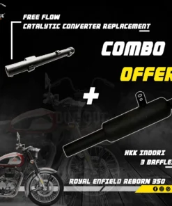 HKK Indori Exhaust Silencer Black for Classic 350 Reborn and Catalytic Converter Replacement Free Flow for Classic 350 Reborn