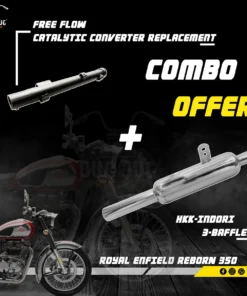 HKK Indori Exhaust Silencer for Classic 350 Reborn and Catalytic Converter Replacement Free Flow for Classic 350 Reborn