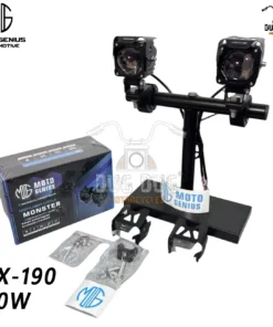 Moto genius 9X-190 60 Watts Single LED Lens Fog Light for all Motorcycles Dual Beam, White Yellow (Pack of 2))