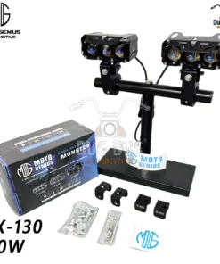 Moto genius JX-130 3 LED 60 Watts LED Fog Light for all Motorcycles Dual Beam, White Yellow (Pack of 2)