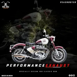 Dug Dug Bomber Exhaust for Royal Enfield Classic 650 | SS-304 | Soothing Bass Sound | Rust-Free with Removable dB Killer