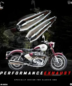 Dug Dug Growler Performance Exhaust for Royal Enfield Classic 650 | SS-304 | Deep Bassy Sound | Rust-Free with Heat Shield & dB Killer