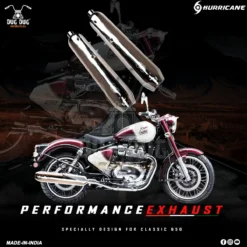 Dug Dug Hurricane Exhaust for Royal Enfield Classic 650 SS-304 Soothing Bass Sound Rust-Free dB Killer