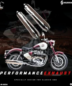 Dug Dug Hurricane Exhaust for Royal Enfield Classic 650 SS-304 Soothing Bass Sound Rust-Free dB Killer