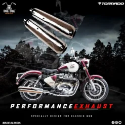 Dug Dug Tornado Exhaust for Royal Enfield Classic 650 | SS-304 | Soothing Bass Sound | Rust-Free | dB Killer